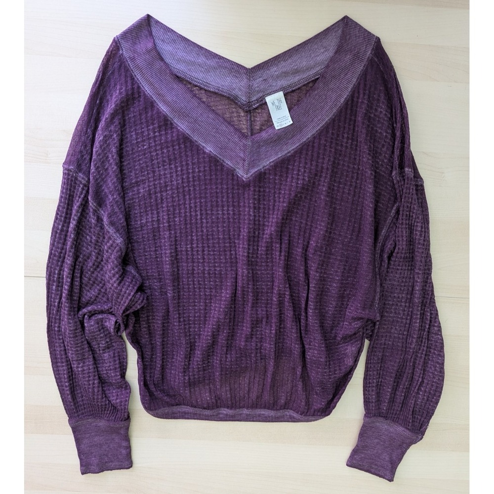 We The Free Long Sleeve Purple Off the‎ Shoulder Relaxed Shirt - Picture 3 of 9
